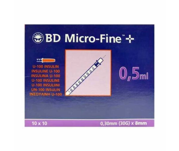 BD Micro-Fine 0.5ml Syringe 0.30mm (30G) x 8mm - Box of 100