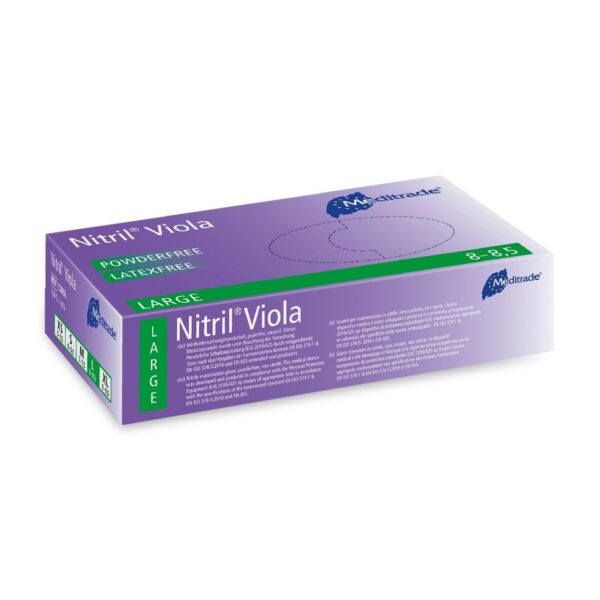 Meditrade Viola (Violet) Powder Free 100 Nitrile Gloves - Large